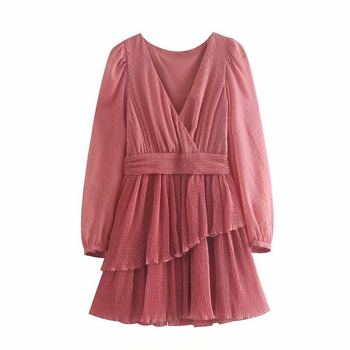 Vestido Curto Transpassado Babados