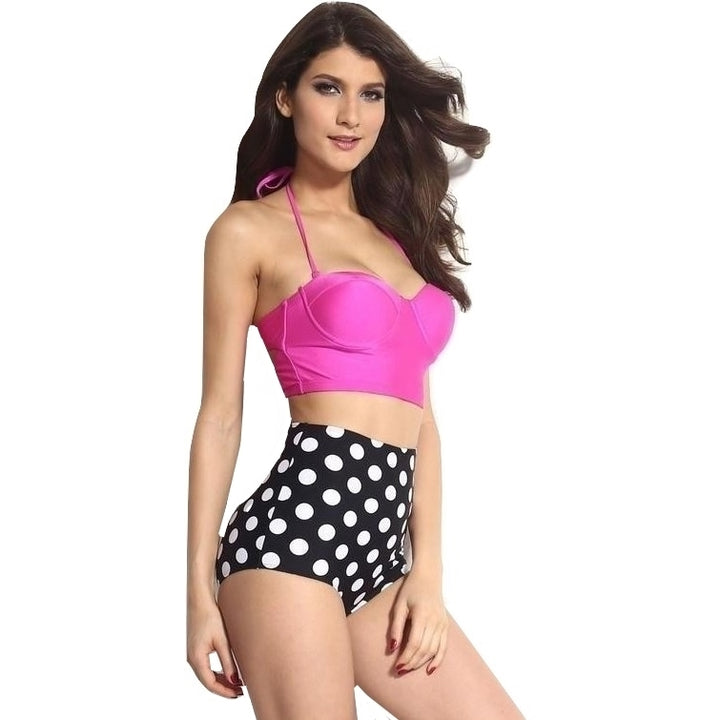 Biquíni Cintura Alta Bolinhas Pink