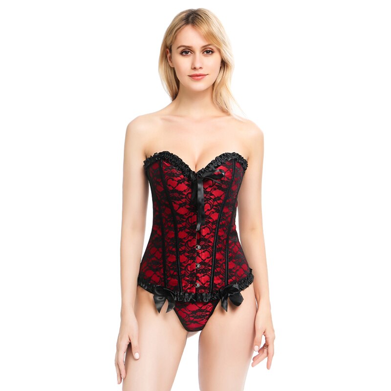 Corset Renda Floral Vermelho