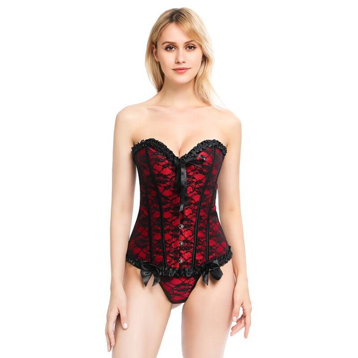 Corset Renda Floral Vermelho