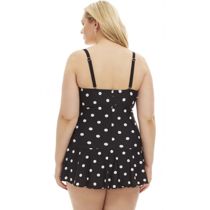 Maiô Swimdress Poá Retrô Plus Size