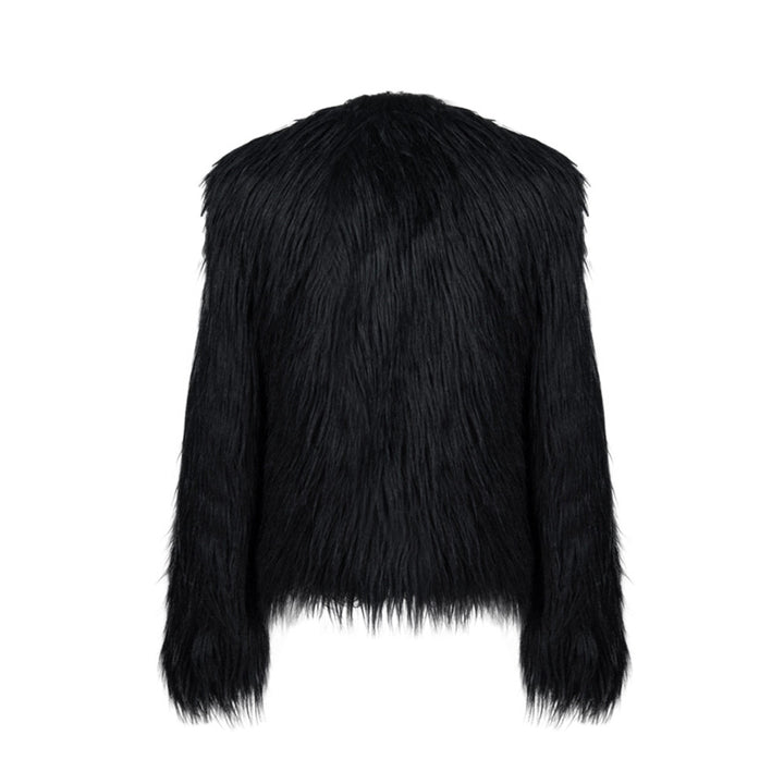 Casaco de Pelo Sintético Preto Clássico