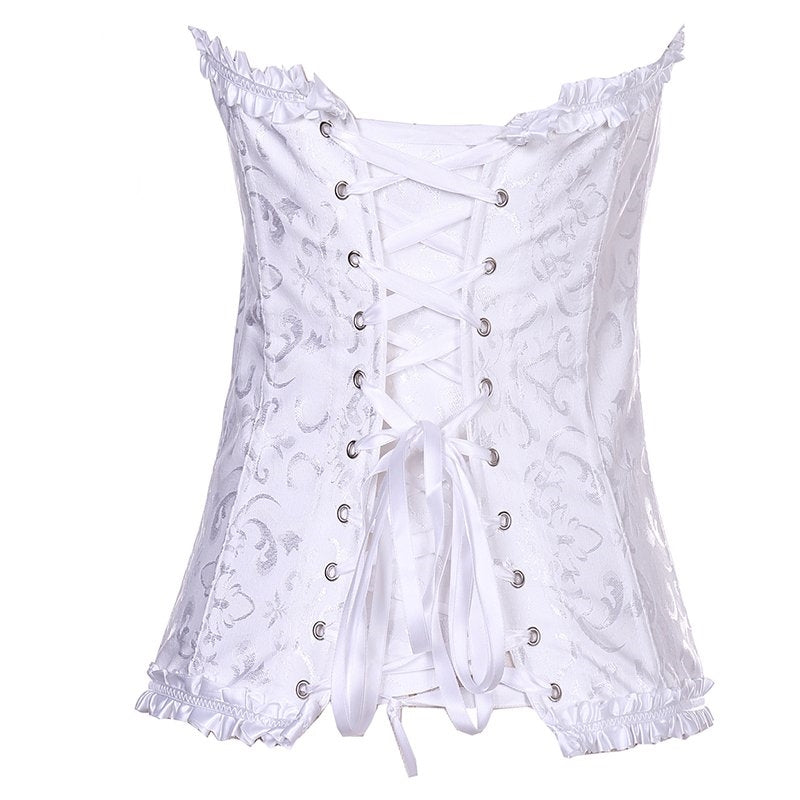 Corset Overbust Floral Branco