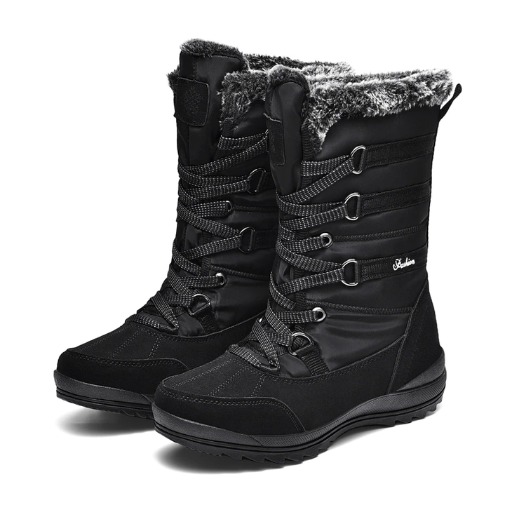 Bota Impermeável Snow Boot Com Pelos e Amarração