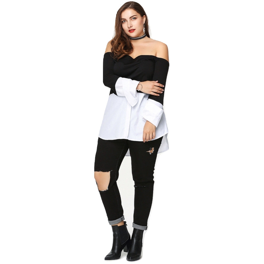 Blusa Ombro a Ombro Preto e Branco