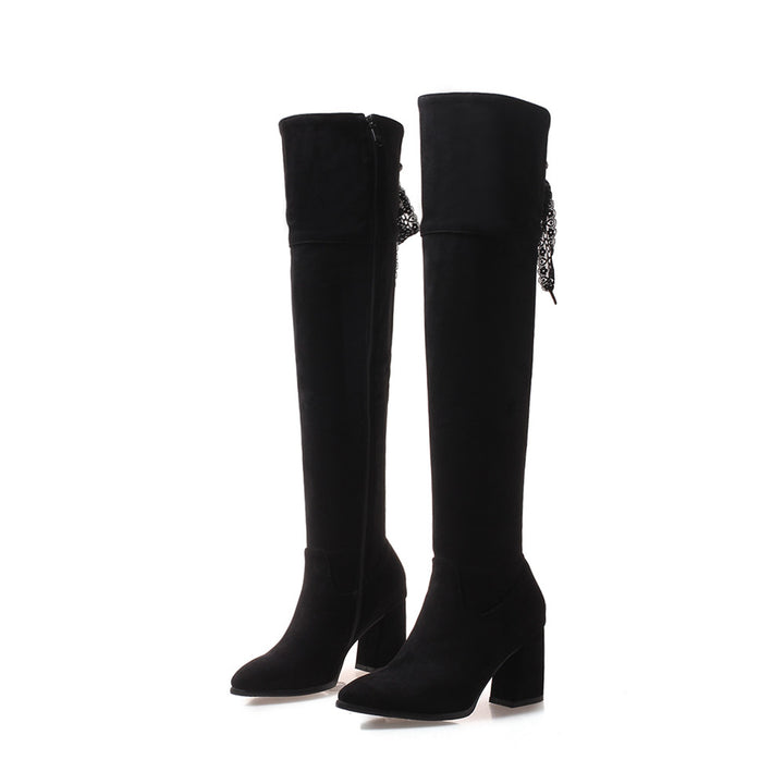 Bota Over The Knee Acamurçada Com Laço