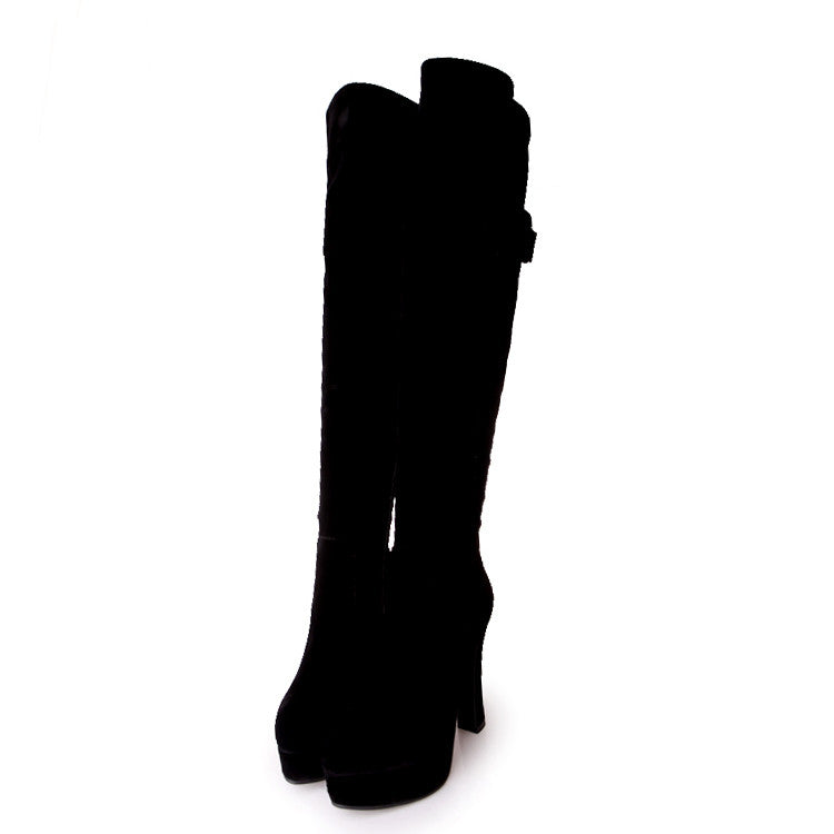 Bota Over the Knee Salto Alto Com Fivela