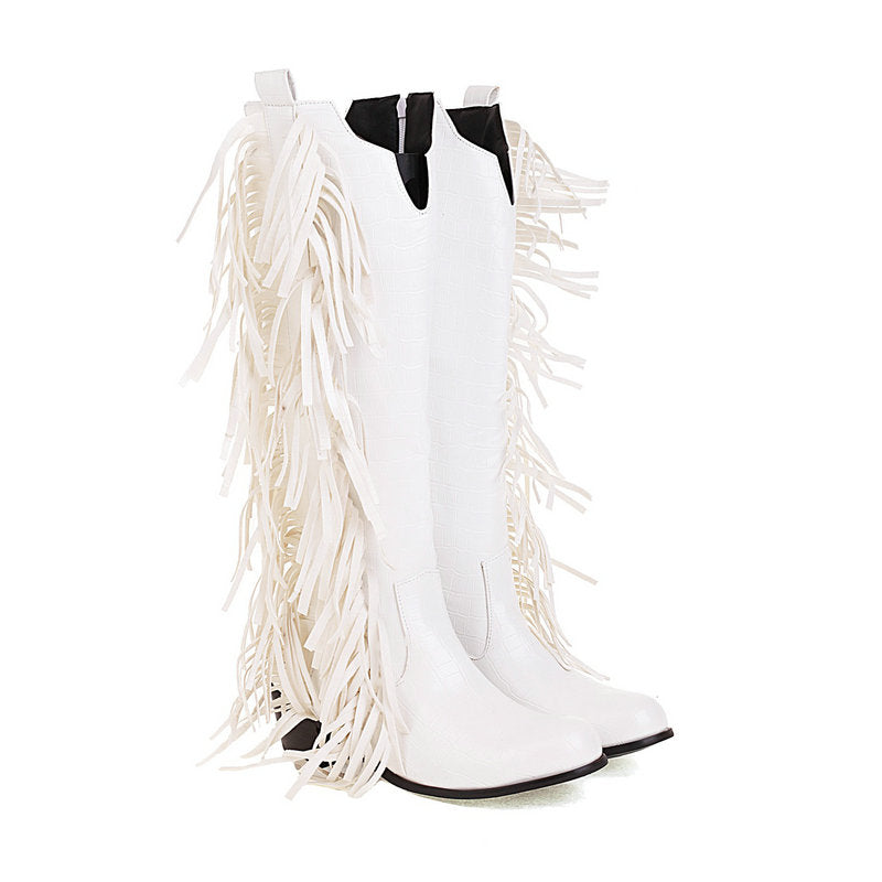 Bota Country Croco Com Franjas Laterais