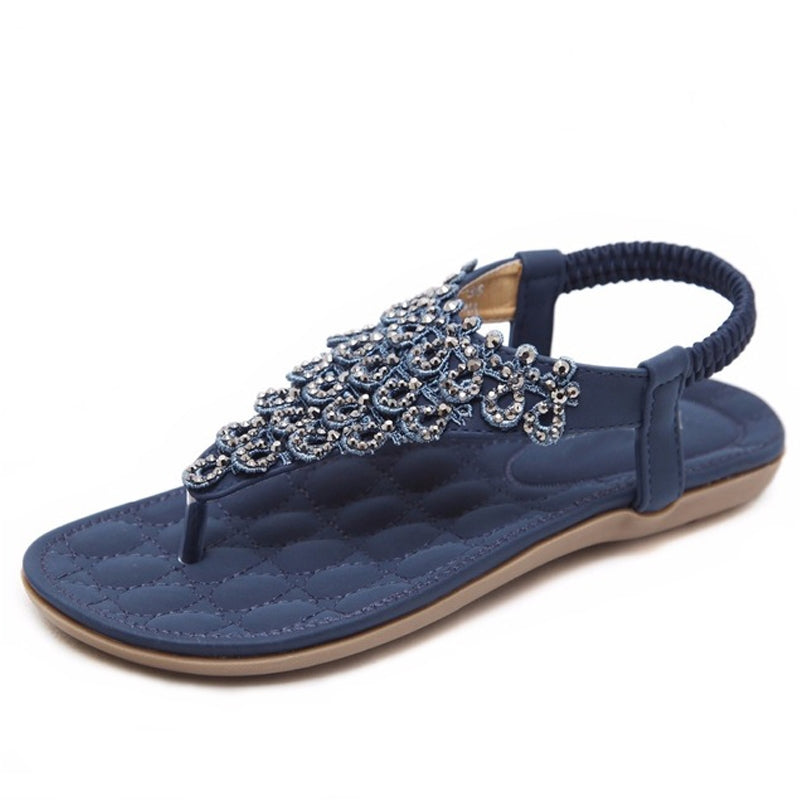 Sandália Rasteira Confort com Apliques