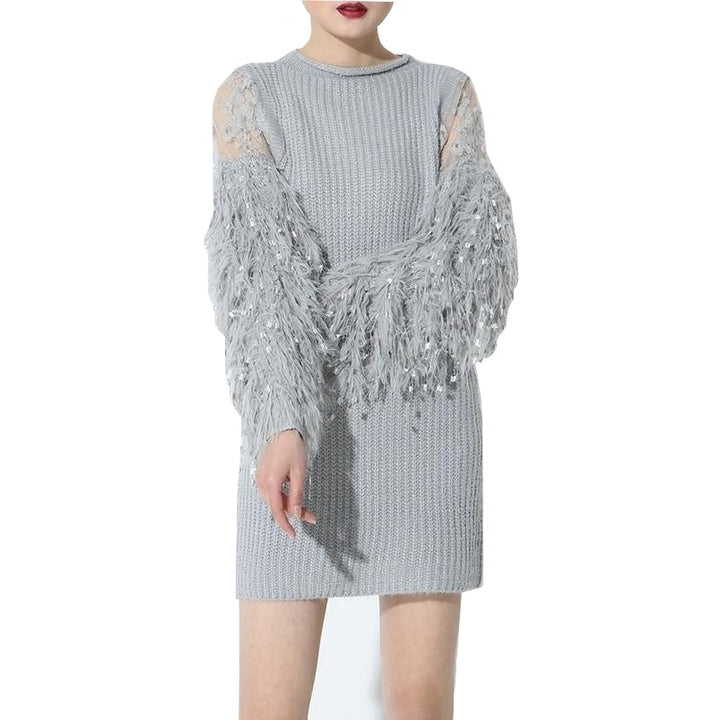 Vestido Tricot Manga Franjas