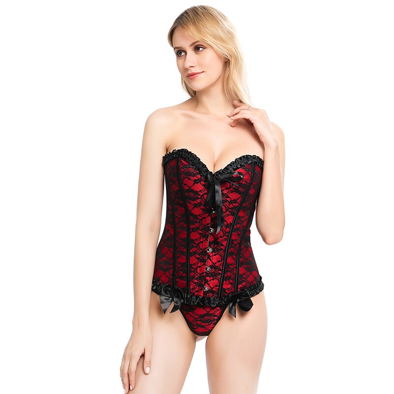 Corset Renda Floral Vermelho