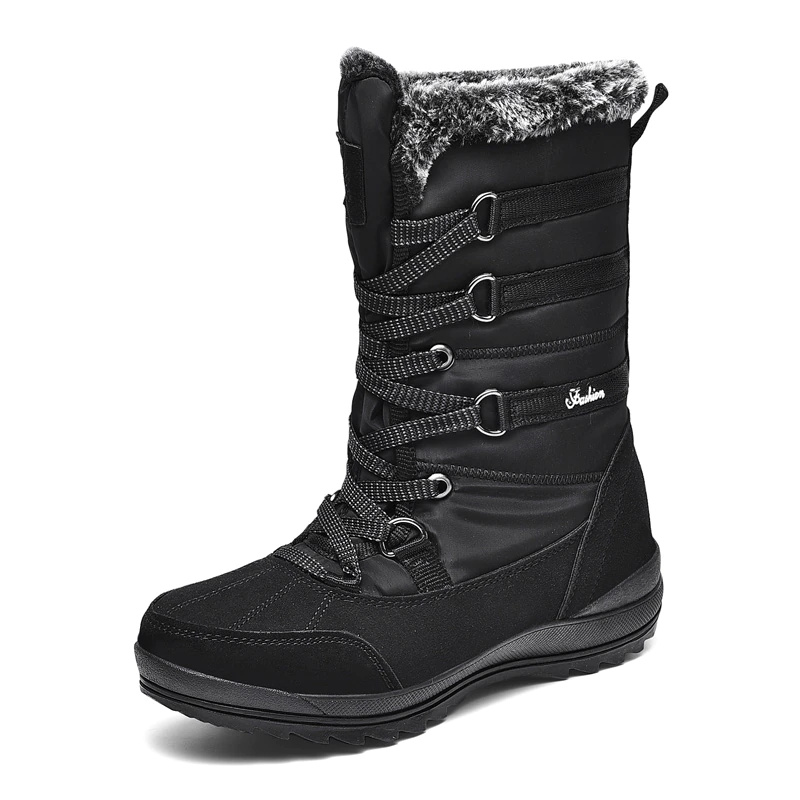 Bota Impermeável Snow Boot Com Pelos e Amarração