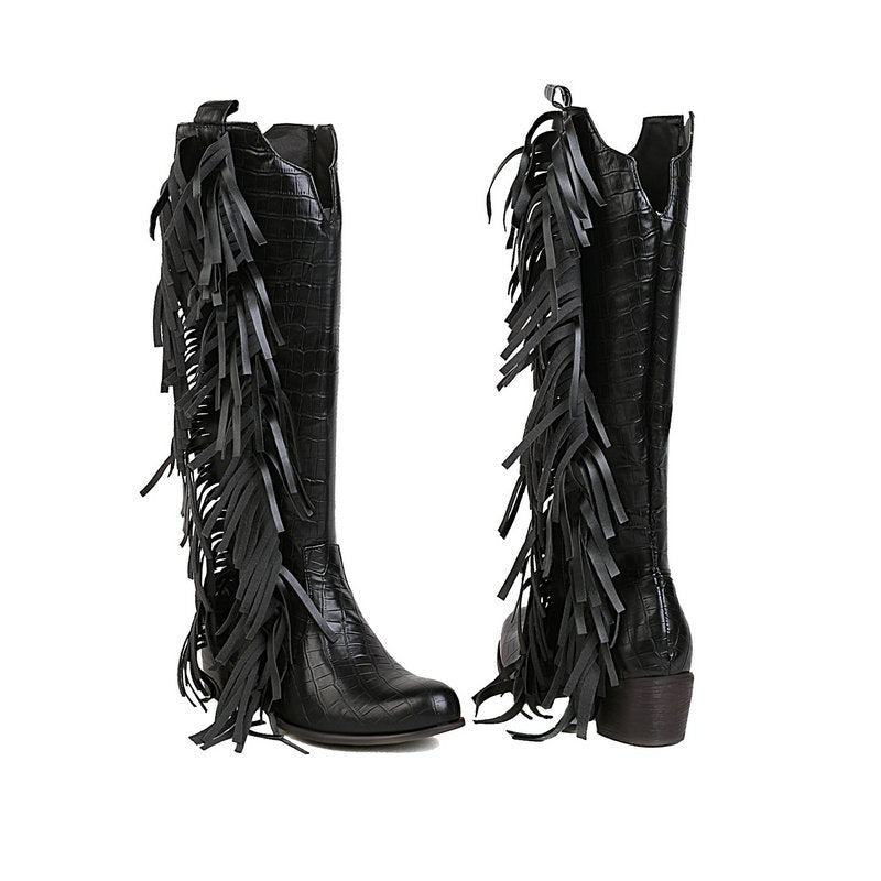 Bota Country Croco Com Franjas Laterais