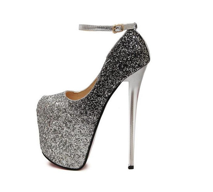 SCARPIN MARY JANE  PRATA COM GLITTER - PODEROSA SHOP
