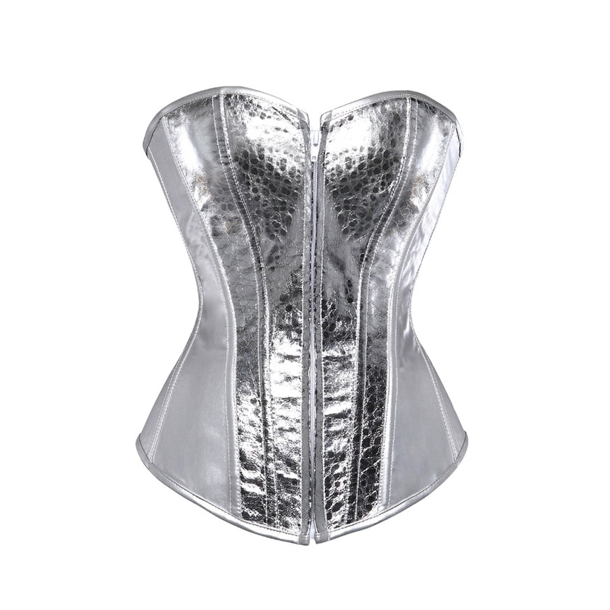 Corset Overbust Metalizado Prata