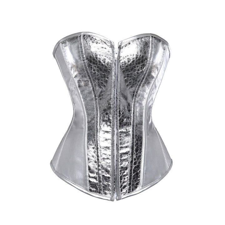Corset Overbust Metalizado Prata