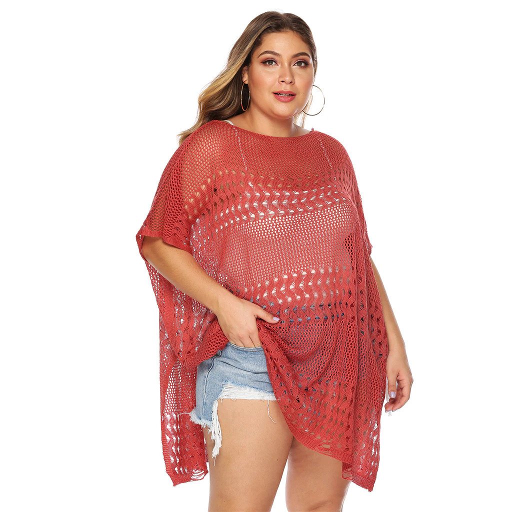 Túnica Saída Praia Tricot Vermelha