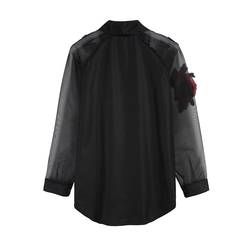 Camisa Feminina de Seda Floral