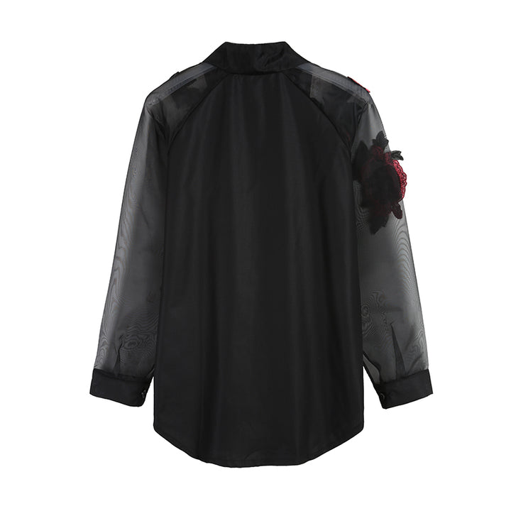 Camisa Feminina de Seda Floral