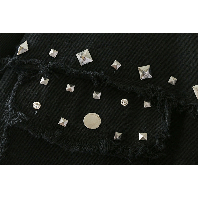 Jaqueta Jeans Preta Com Tachas