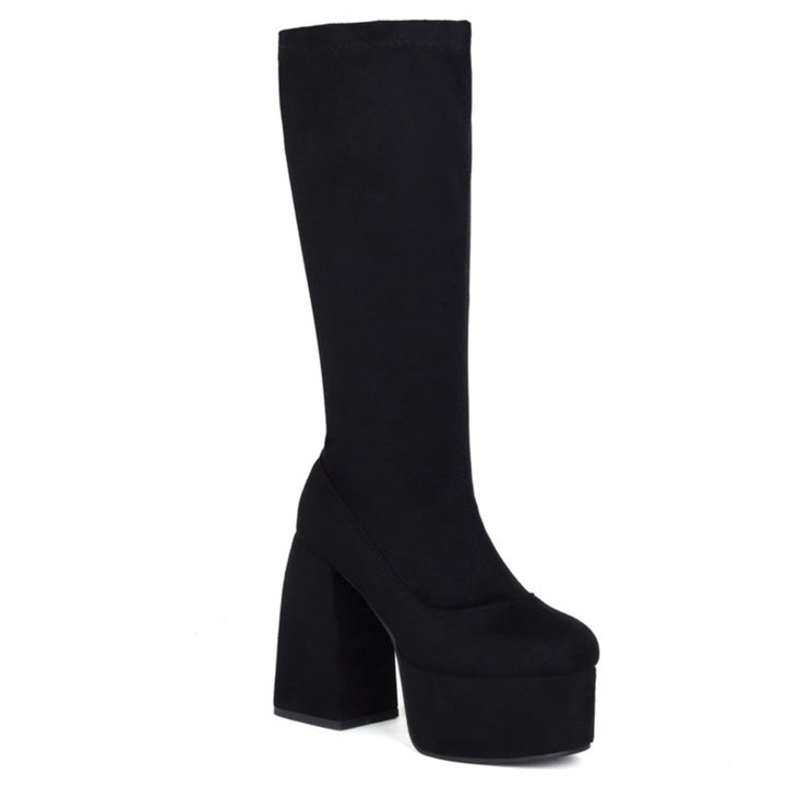 Bota Plataforma Salto Bloco Preta - Poderosa