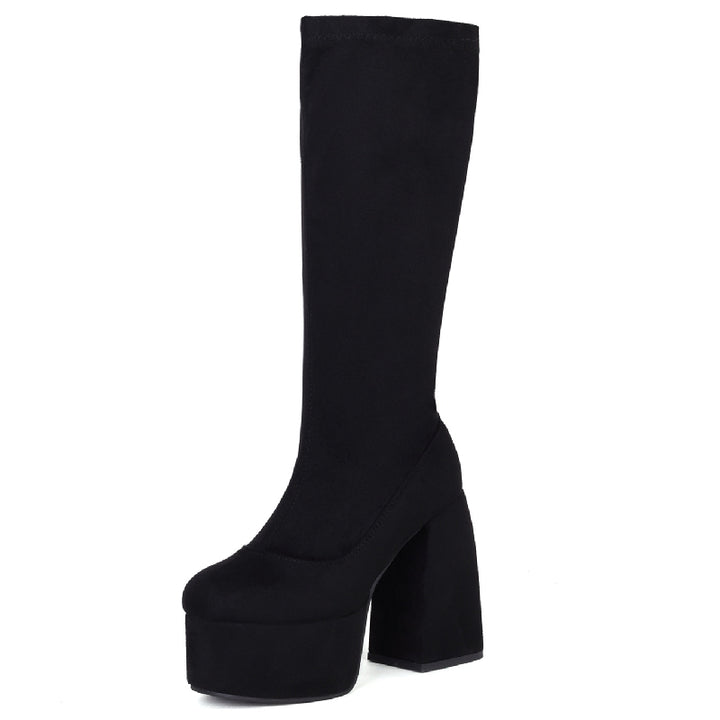 Bota Plataforma Salto Bloco Preta - Poderosa