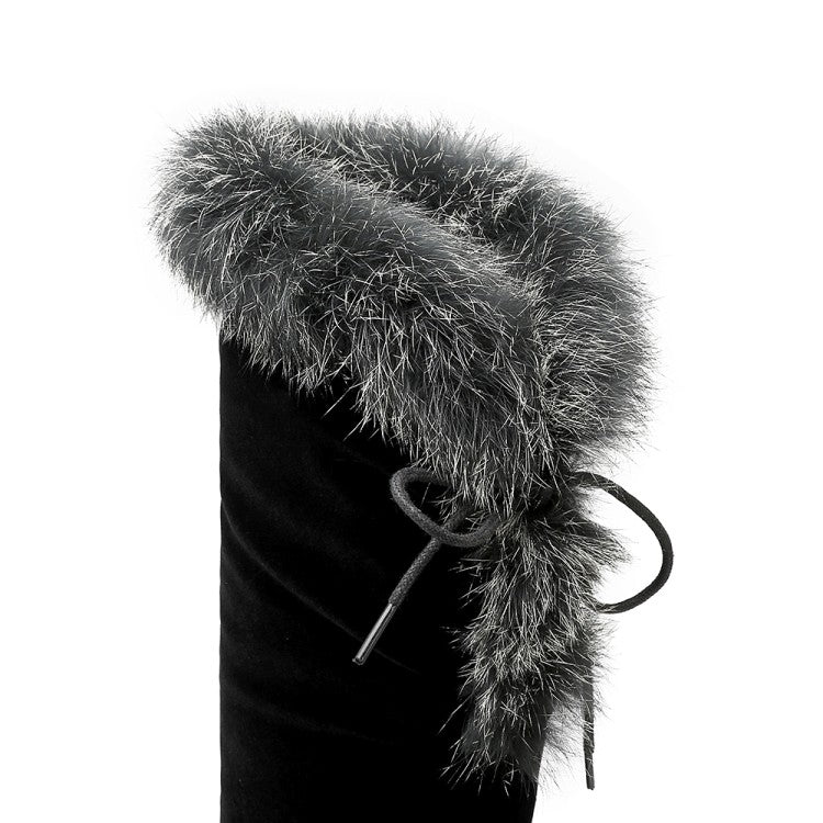 Bota Over The Knee Salto Alto Com Pelos