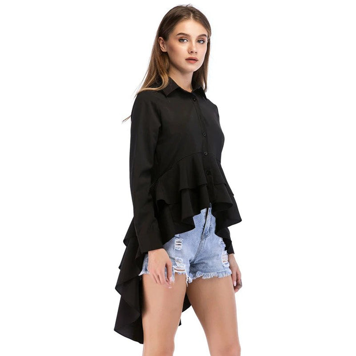 Camisa Mullet Alongada Com Babado