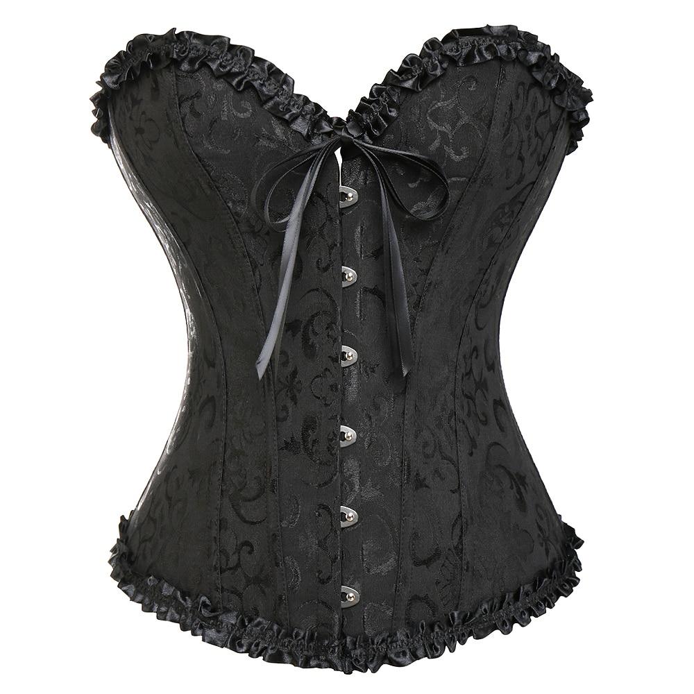 Corset Com Botões Floral Preto