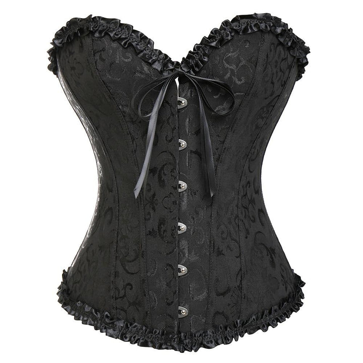 Corset Com Botões Floral Preto
