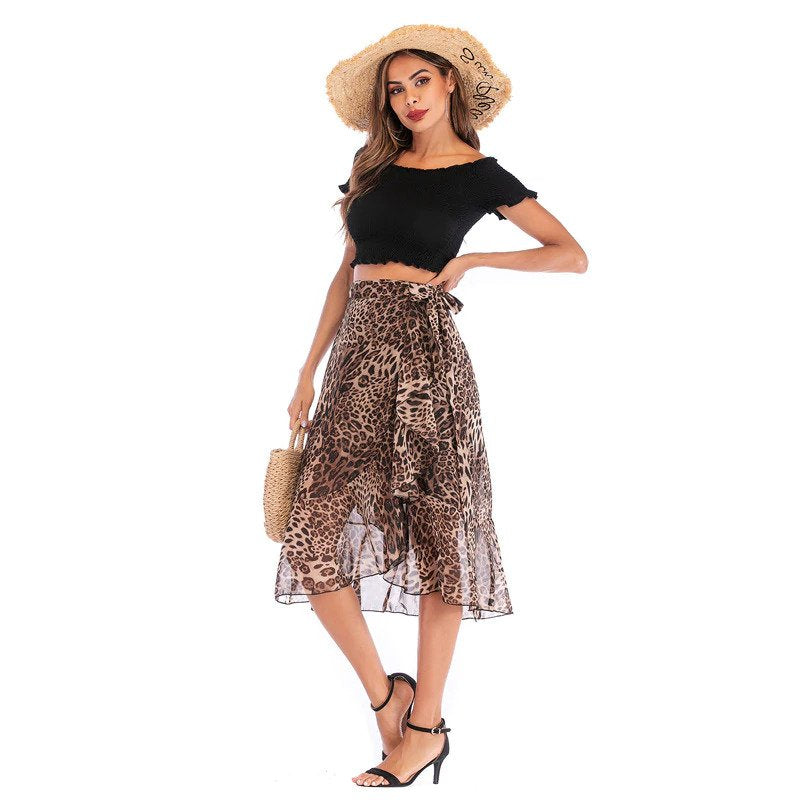 Saia Midi Tule Leopardo