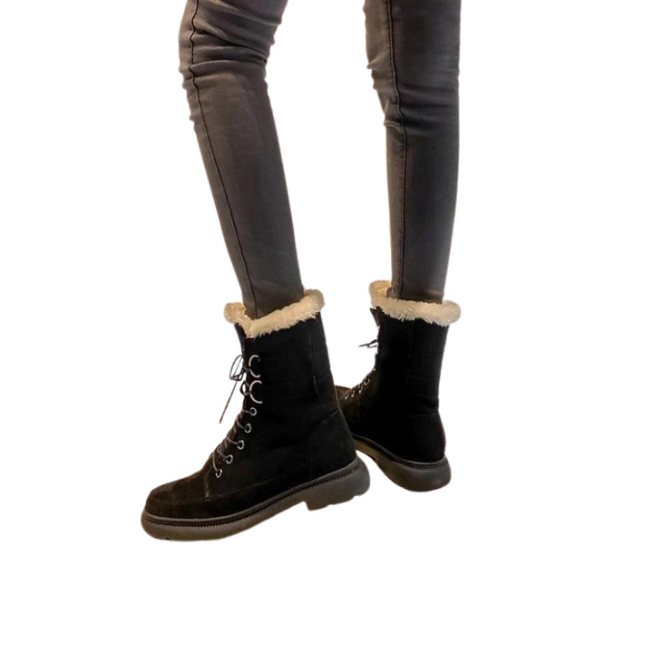 Bota Coturno Suede Forrada Com Pelos