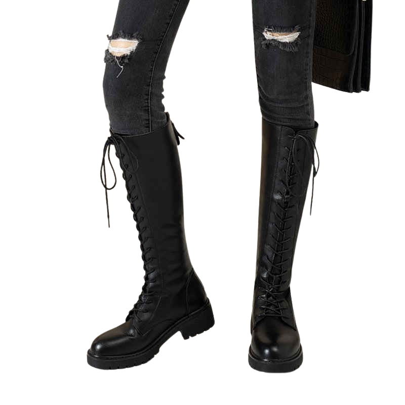 Bota Coturno Cano Longo Salto Flat