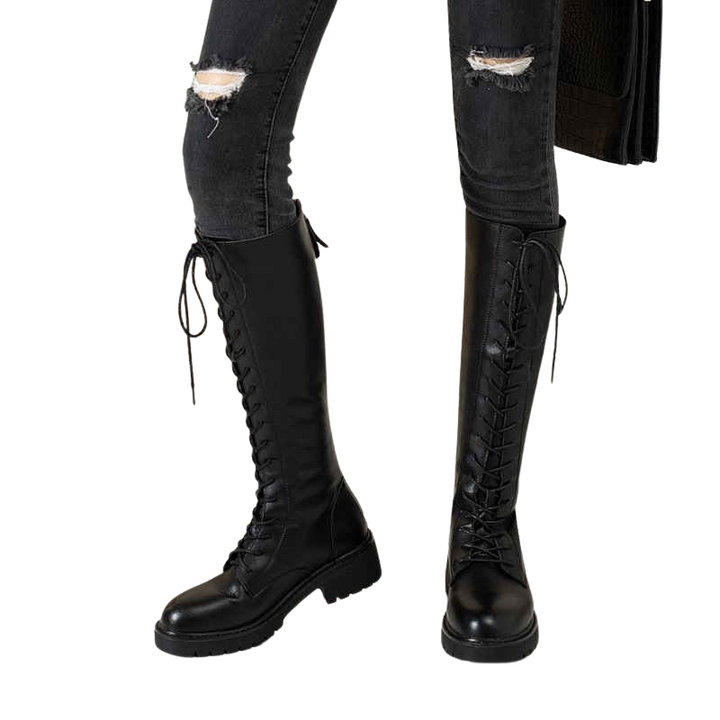 Bota Coturno Cano Longo Salto Flat