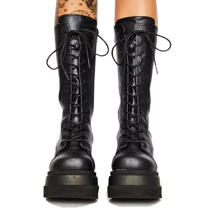 Bota Plataforma Coturno Chunky Tratorada