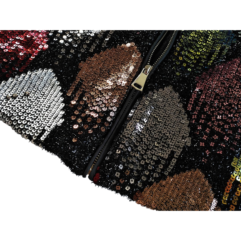 Jaqueta Feminina Forrada Com Lantejoulas Luxo