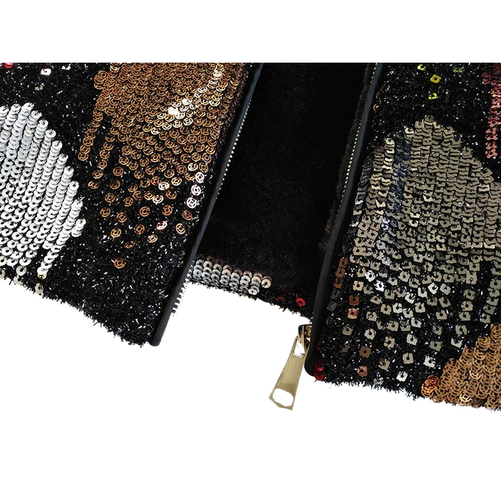 Jaqueta Feminina Forrada Com Lantejoulas Luxo