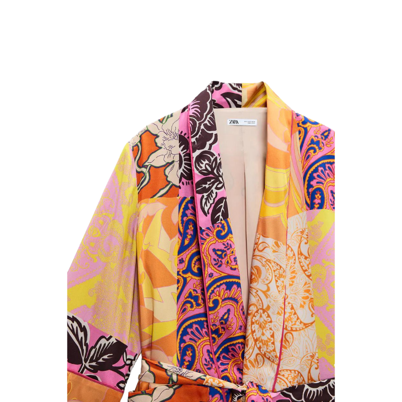 Kimono Estampado Multicor Com Faixa