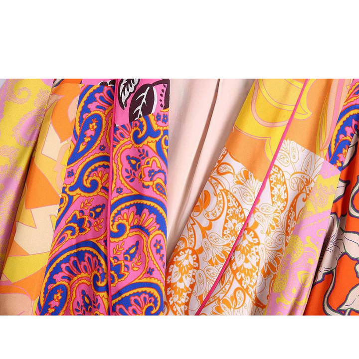 Kimono Estampado Multicor Com Faixa