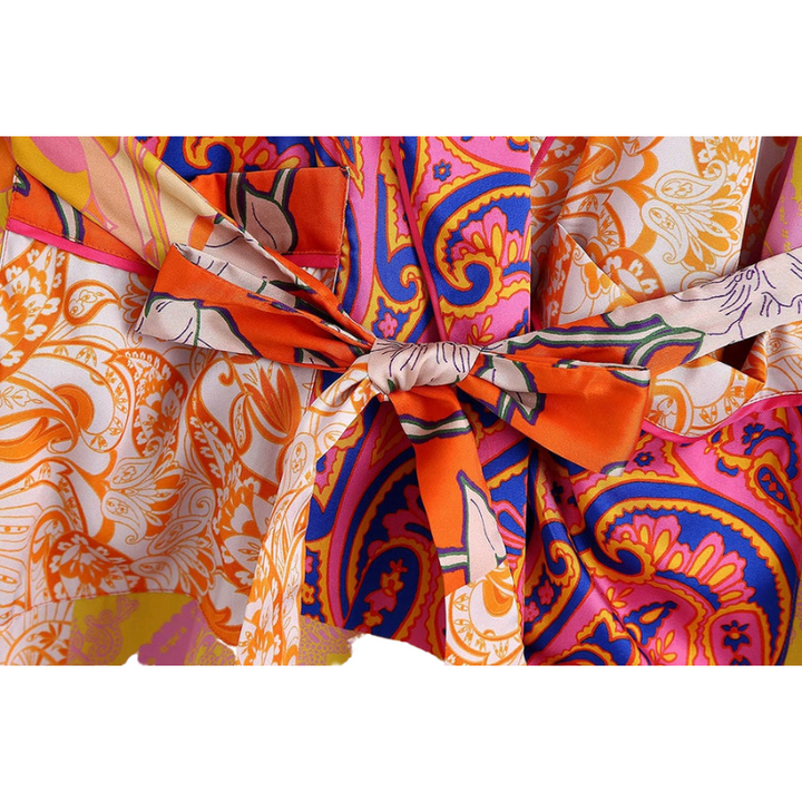Kimono Estampado Multicor Com Faixa