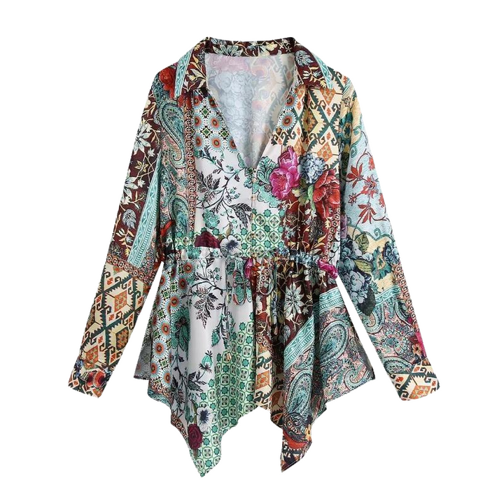 Blusa Manga Longa Com Botões Estampa Floral