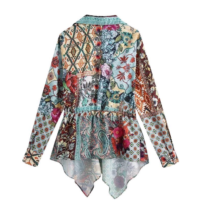 Blusa Manga Longa Com Botões Estampa Floral