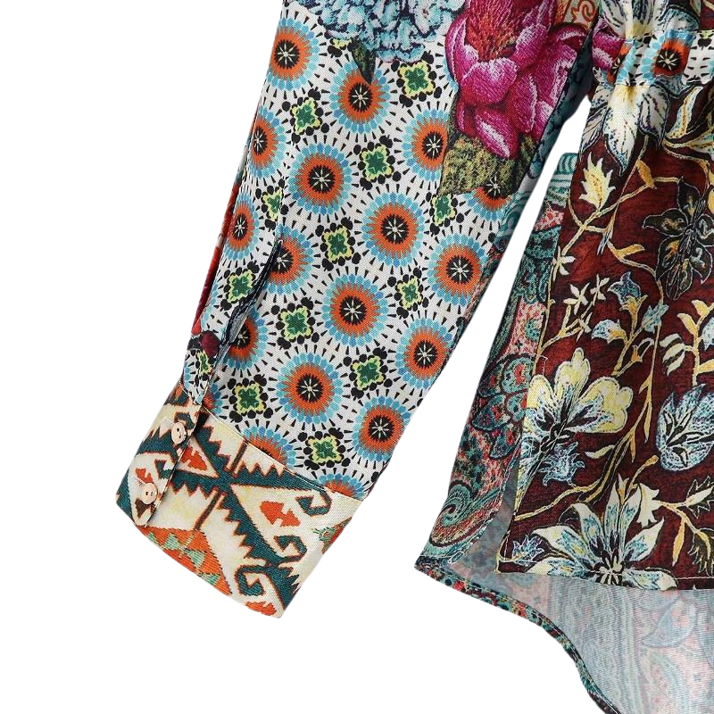 Blusa Manga Longa Com Botões Estampa Floral