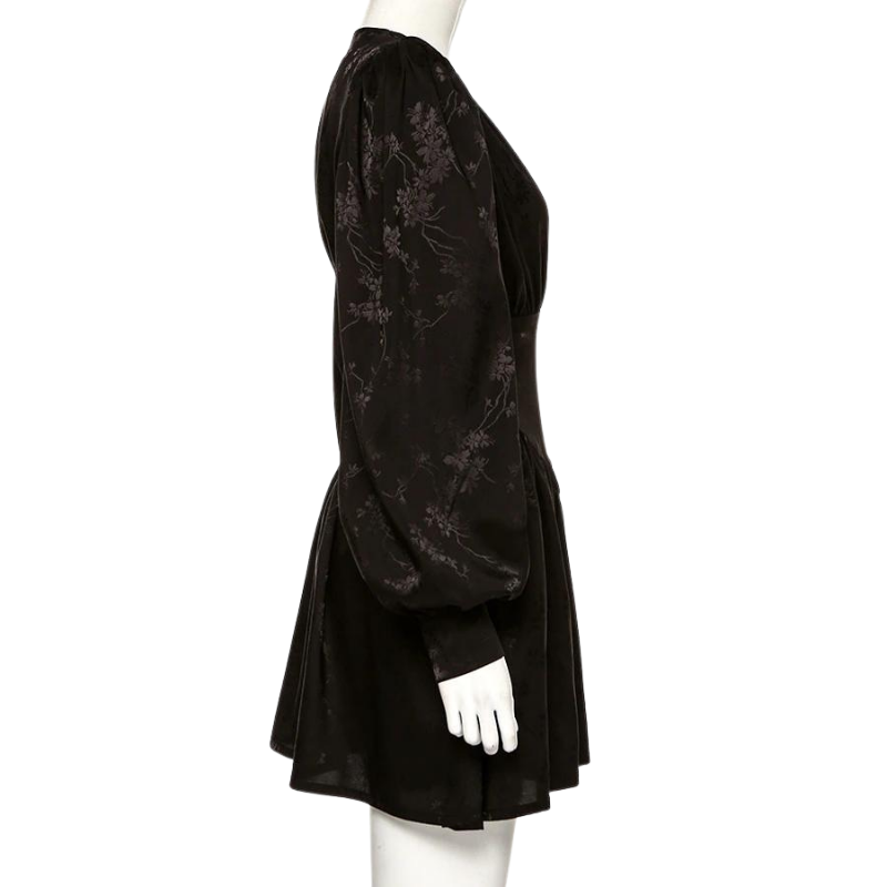 Vestido Curto Manga Bufante Preto