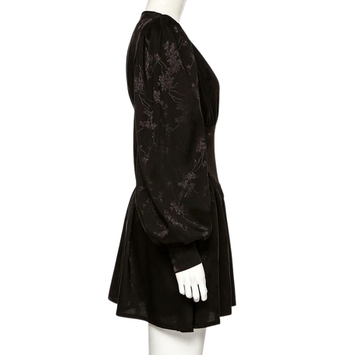 Vestido Curto Manga Bufante Preto