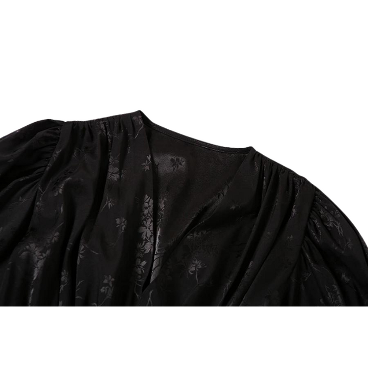 Vestido Curto Manga Bufante Preto