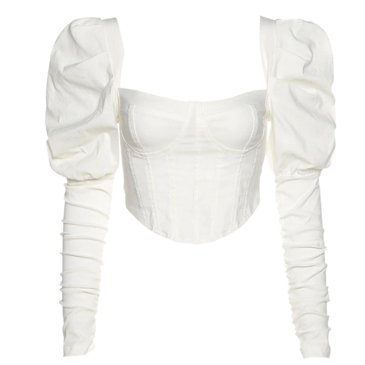 Blusa Cropped Manga Bufante