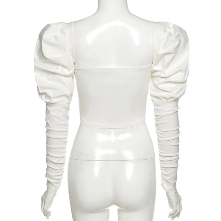 Blusa Cropped Manga Bufante