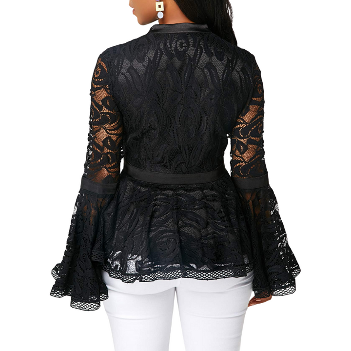 Blusa de Renda Manga Sino Plus Size