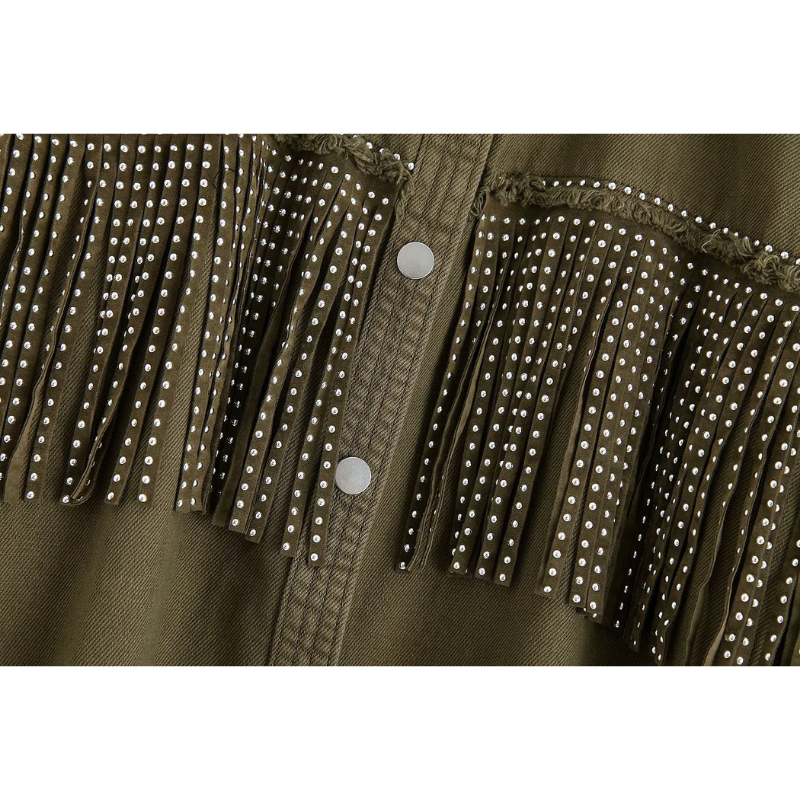 Jaqueta Jeans Com Apliques Verde Exército